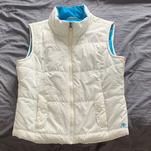 White Puffer Vest with Blue Lining